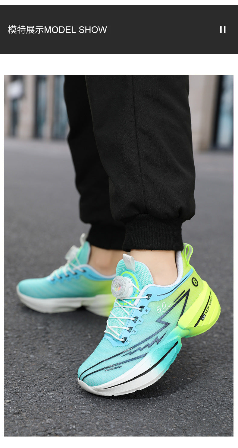 Children's Red Rabbit Sports Shoes Mesh Lightweight Breathable Student Physical Training Shoes Shock Absorption Anti-Slip Boys' Running Shoes