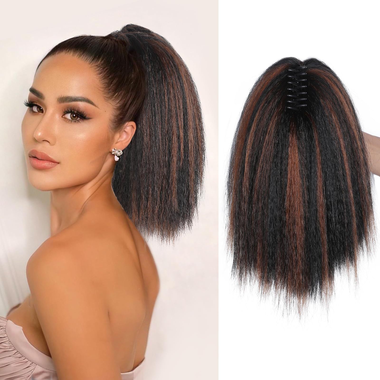 European and American Style Claw Clip Ponytail Wig yaki Ponytail Fluffy Straight Hair Short Ponytail African Synthetic Long Hair Braid