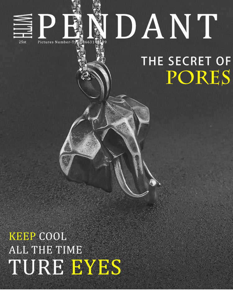 Titanium Steel Elephant Personality Necklace304Stainless Steel Jewelry316L Stainless Steel Distressed Craft Pendant Wholesale