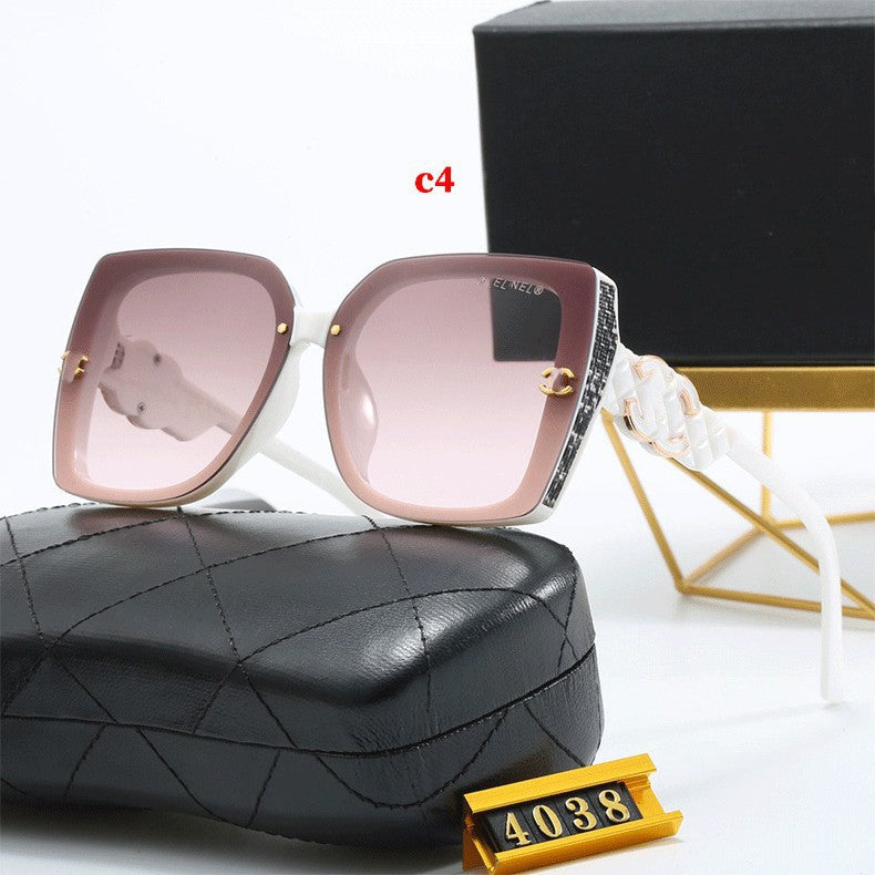 European and American Fashion Sunglasses for Women, High-End Personality Sun Protection Shades, Large Frame Face-Slimming Glasses Wholesale4038