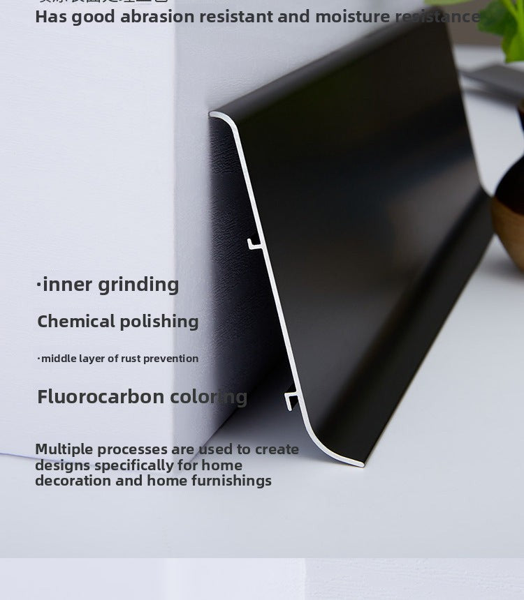 Aluminum alloy skirting board, ultra-thin snap-on minimalist corner trim6cm8cm Metal stainless steel ultra-narrow baseboard