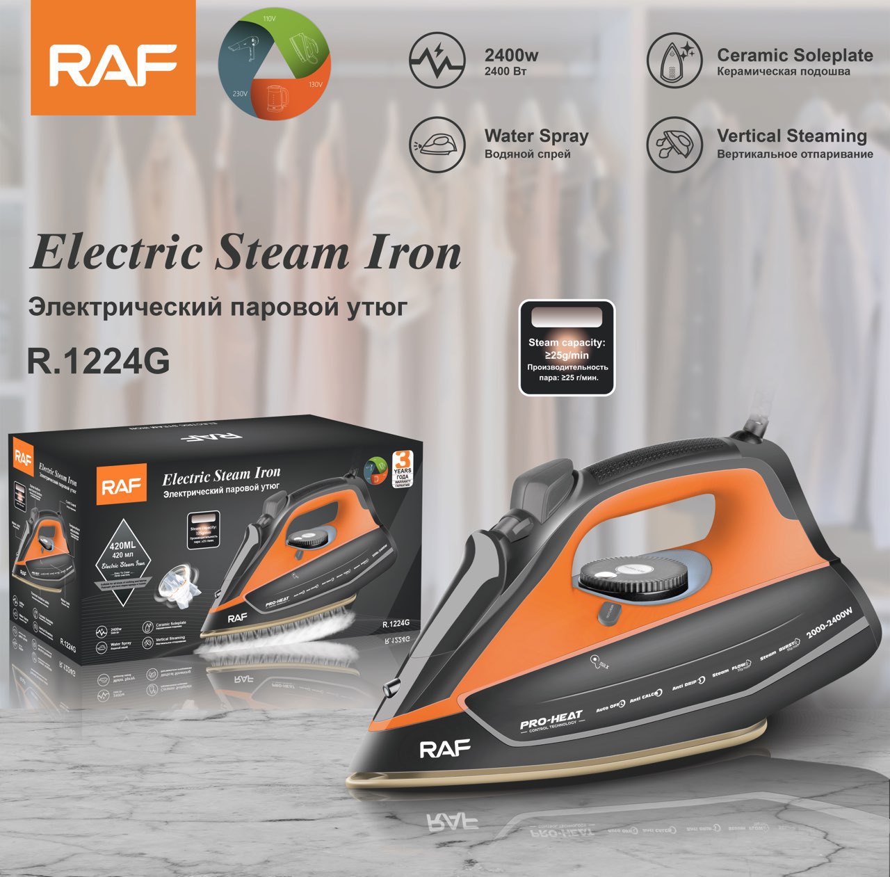 RAF EU Standard Handheld Electric Iron Household Small Portable Steam Iron Handheld Ironing Machine