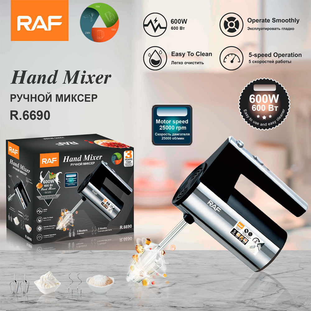RAF EU Standard Household Electric Mini Mixer for Batter and Egg Beating, Fully Automatic Lightweight Handheld Cream Whisk