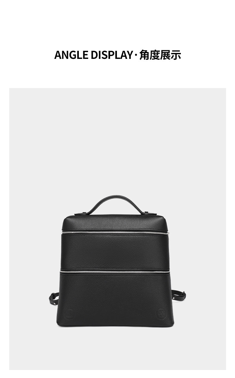 Korean Style Lunch Box Bag Insulated Bag ins Wind Backpack Women's Soft Leather Large Capacity High-end Simple College Style Backpack