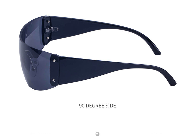 Women's trendy high-end windproof sunglasses Y2K Millennium Frameless Cycling Anti-UV Sunglasses Women's Wholesale