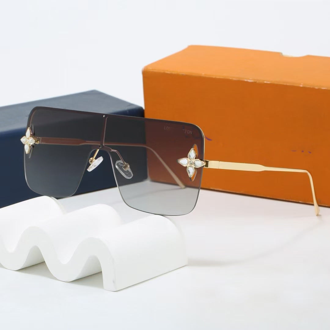 Lujia Fashion High-End Half-Frame Sunglasses with Rhinestone Decoration, High-Value for Parties, Shopping, Photos, and Daily Commuting OL