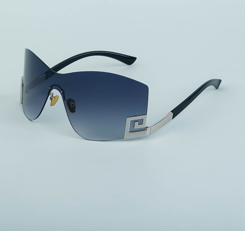 European and American Fashion Frameless Windproof Sunglasses for Women Trendy Large Frame Sunglasses Women's Glasses Wholesale sunglasses