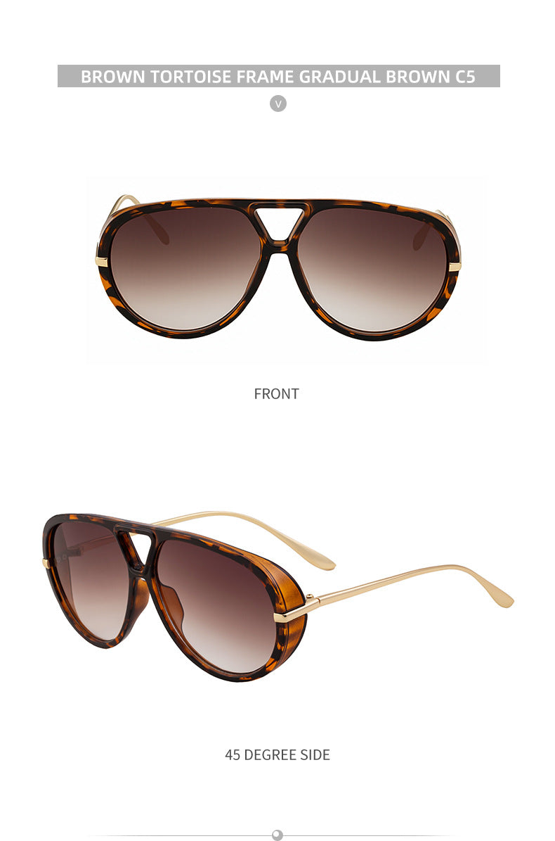 2025New European and American Style Toad Sunglasses for Men, Double Bridge Aviator Glasses, Outdoor Sun Protection Sunglasses for Men