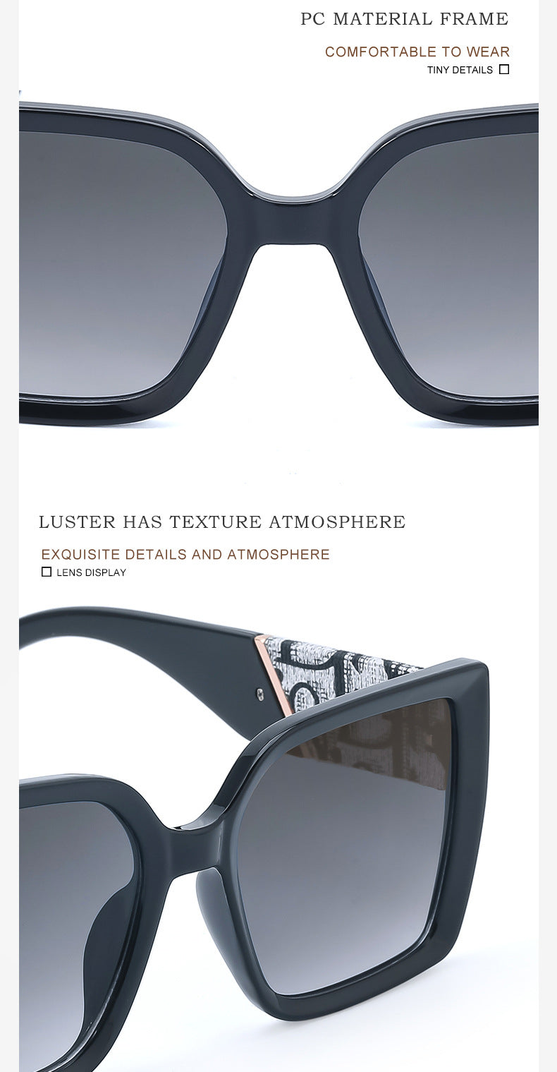 New Fashion Large Frame UV Protection Sunglasses for Women Square Frame Sunglasses European and American Style Glasses