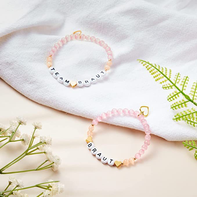 Best Friend Friendship Bracelet Women's Gift6mm Beaded Elastic Cord Spacer Bead Bracelet Letter Heart Bracelet