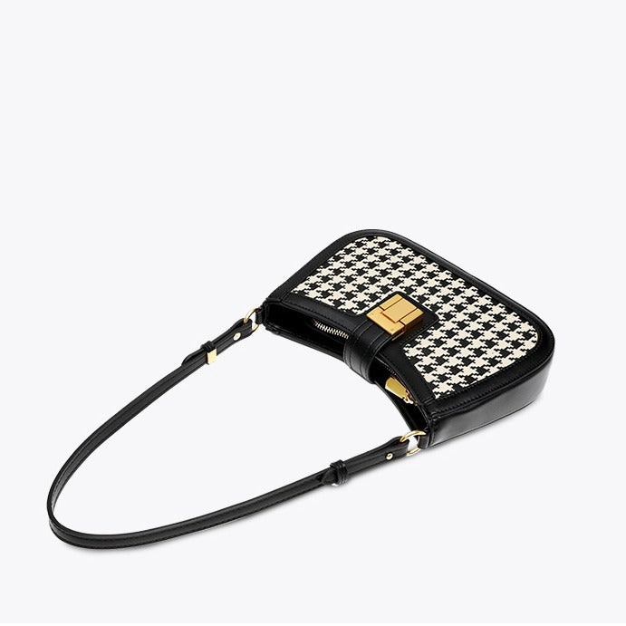 Houndstooth Crossbody Bag Baguette Underarm Bag Spring Autumn Women's Bag Small Square Bag Niche Versatile Commuter Handbag Shoulder Bag