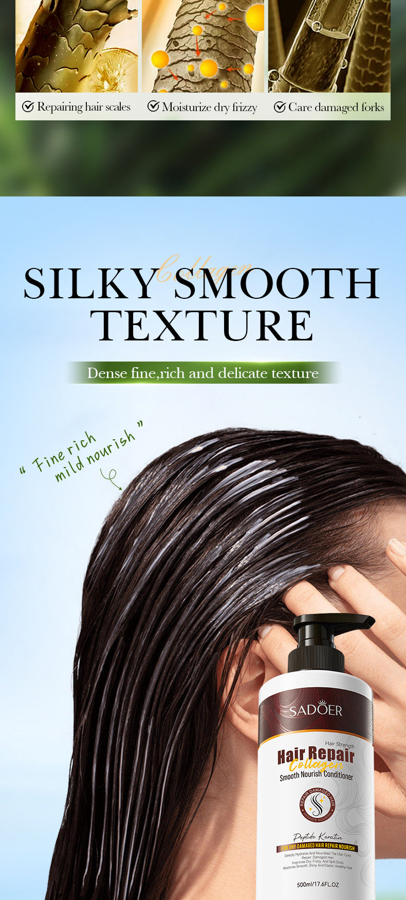 Collagen Smooth Conditioner SADOER Repair and Nourishing Hair Conditioner Cross-Border Wholesale