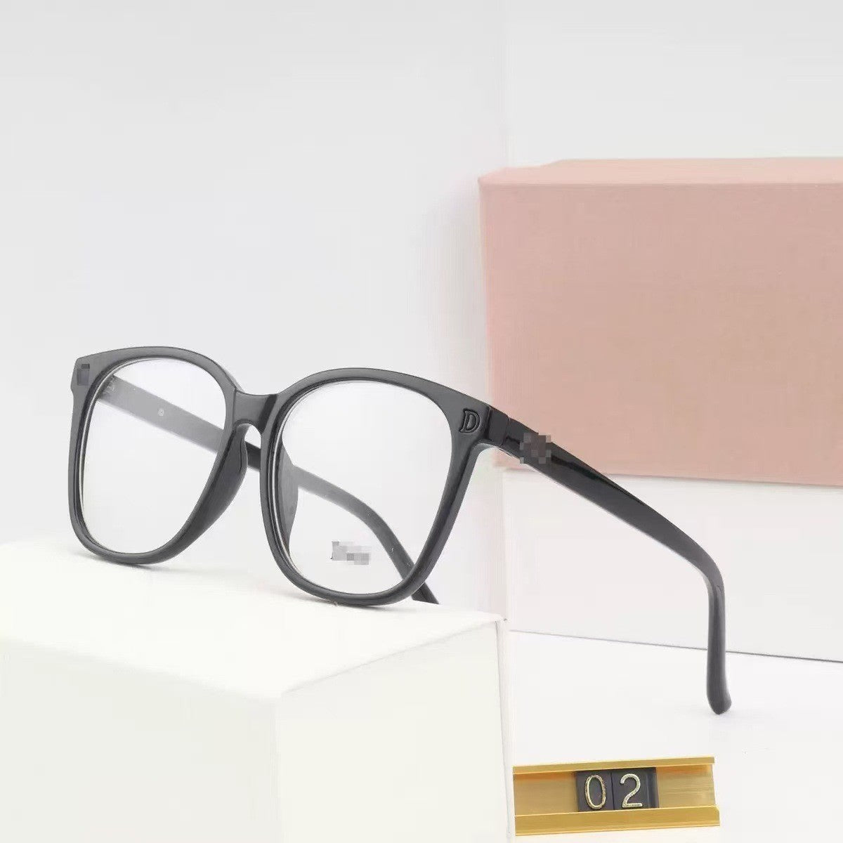 New D Anti-Blue Light Plain Glasses Large Frame Face Covering Bare Face Artifact Prescription Customizable Xiaohongshu Same Style Wholesale