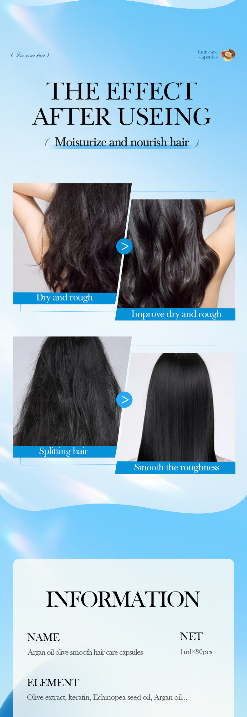 Full English Nut Oil Hair Care Capsules SADOER Improve Frizz Essential Oil Capsule Conditioner  Wholesale