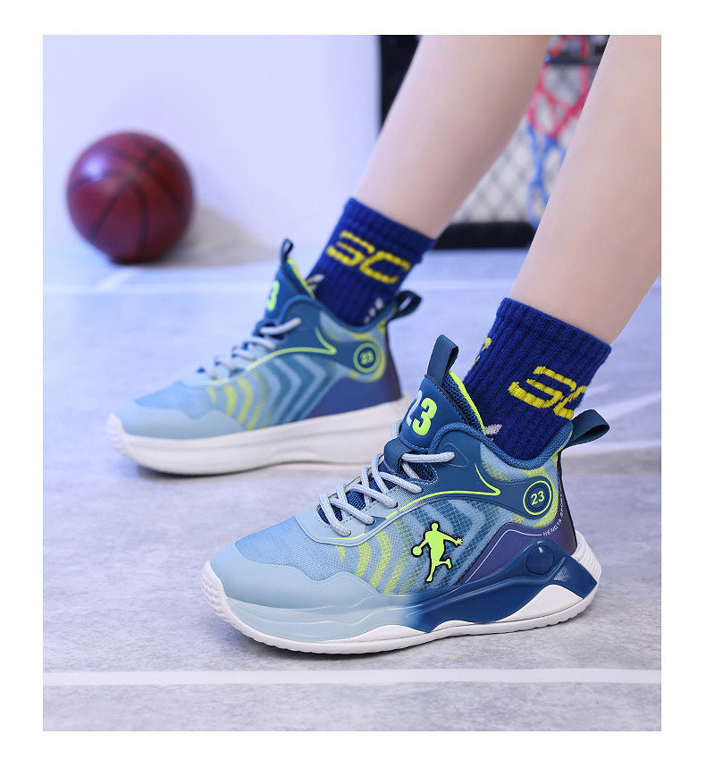 Big Kids Practical Basketball Shoes Children Professional Training Wear-Resistant Sneakers Mesh Breathable Non-Slip Running Sports Shoes
