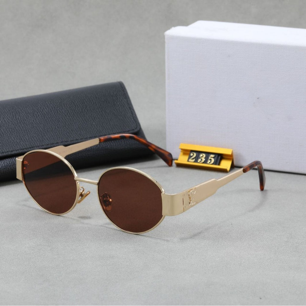 Vintage Old Money Style Metal Oval Sunglasses Sun Protection High-End Small Frame Hong Kong Style Triumphal Arch Sunglasses