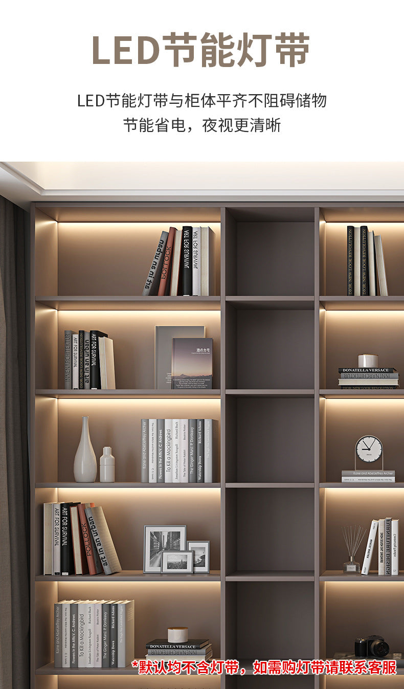 Heightened Solid Wood Bookcase with Glass Doors, Floor-standing Home-use Six-door Bookcase, High-end Storage Cabinet for Home Bedroom and Study Room