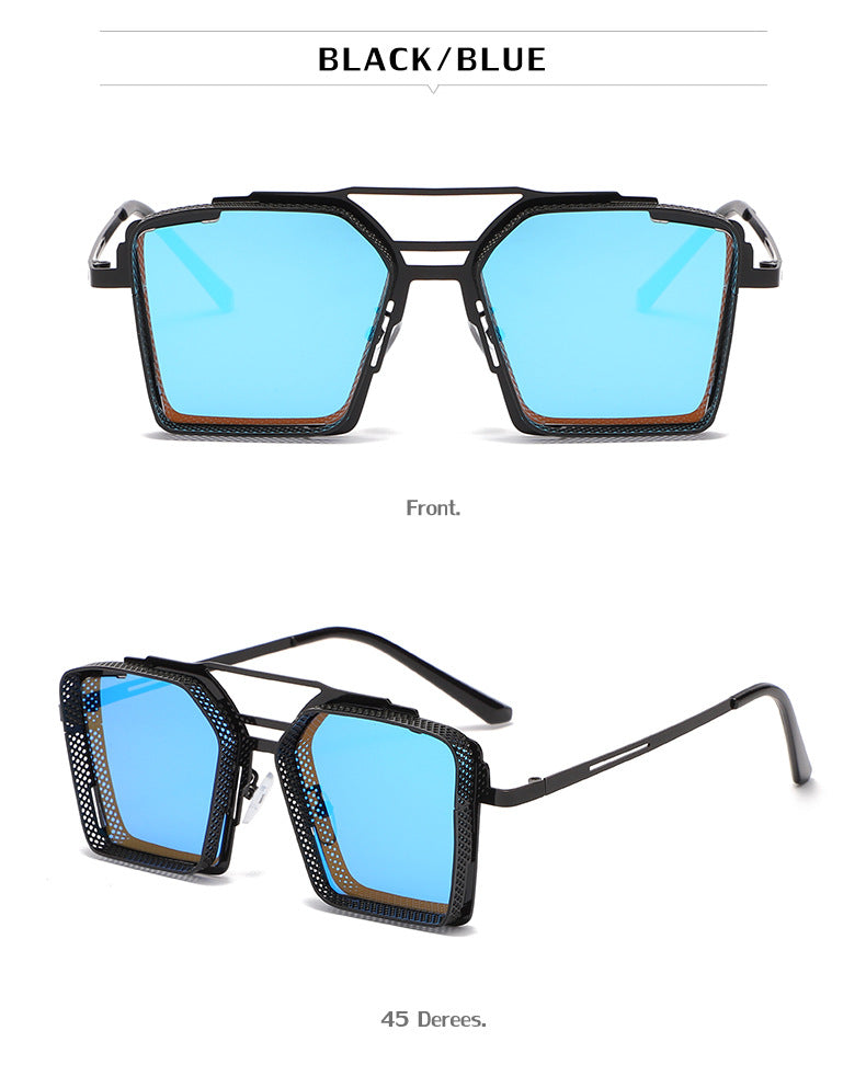 Vintage Steampunk Sunglasses for Men Metal Hollow Square Frame Sunglasses Men's Trendy Glasses sunglasses