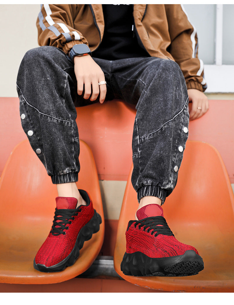 2025Autumn Large Size Men's Mesh Breathable Lightweight Height-Increasing Running Shoes Outdoor Hiking Casual Sports Shoes