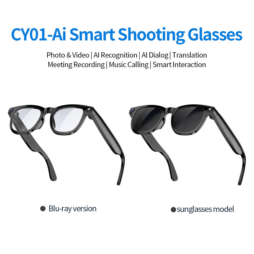 CY01Smart Glasses800100 Megapixel Camera with Image Stabilization1200P Video Recording AI Simultaneous Translation Character Recognition