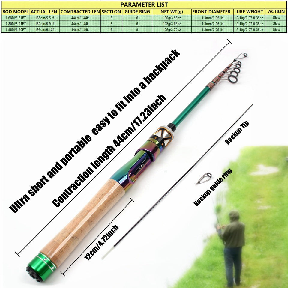 E-commerce Ultra-short Carbon Fiber Shrink UL Portable Lure Rod Electroplated Telescopic Stream Lure Rod