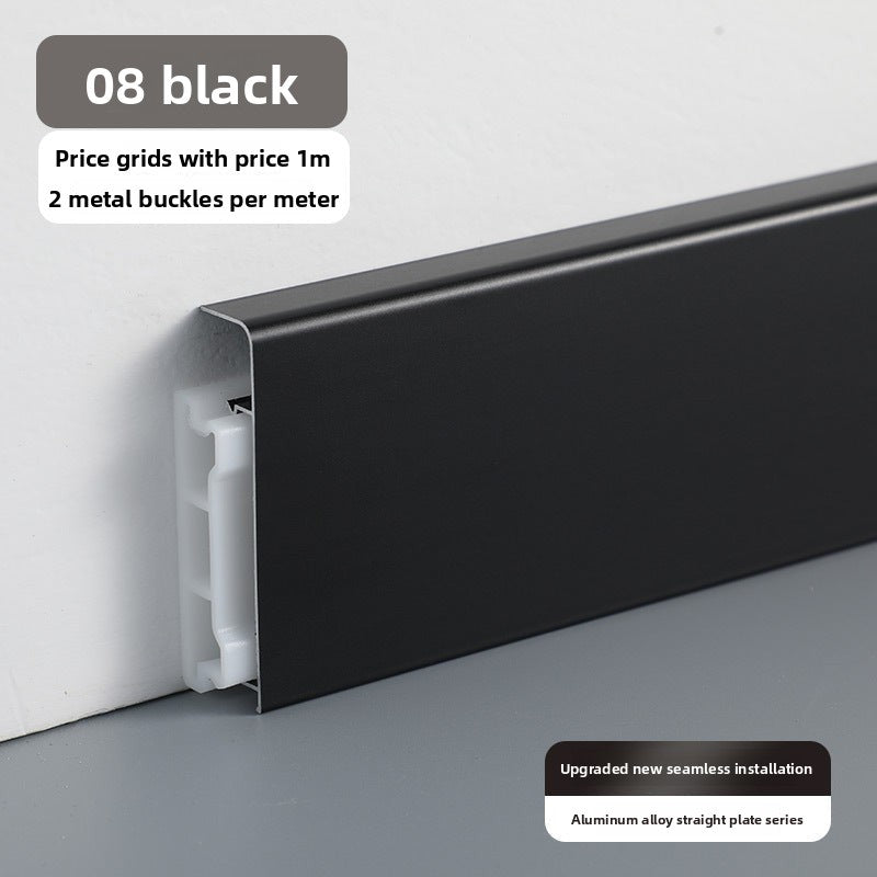 Trendy flat skirting board, thickened snap-on metal baseboard, ultra-narrow corner trim, aluminum alloy skirting board