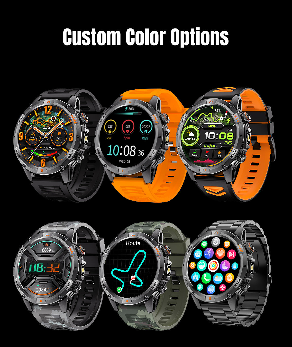 YK15Smart Watch Bluetooth Call Heart Rate Pedometer Sleep Depth Waterproof GPS Beidou Positioning Sports Three-Proof