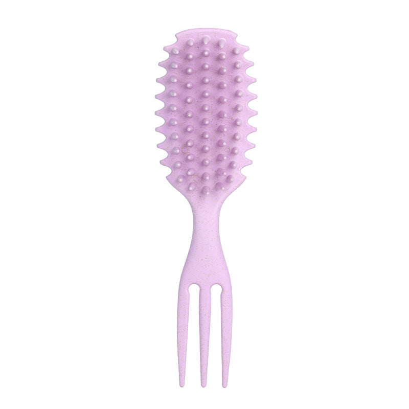 Curling Hair Special Three-Prong Comb Anti-Clumping Wide-Tooth Comb Smooth Hair Dry and Wet Dual-Use Comb Scalp Massage Hard-Tooth Hair Styling Comb