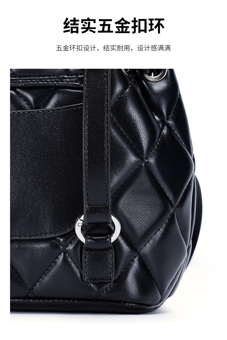 Classic Style Rhombus Chain Backpack College Style Minority Fashion Women's Bag Korean Style Western Style Tote Backpack