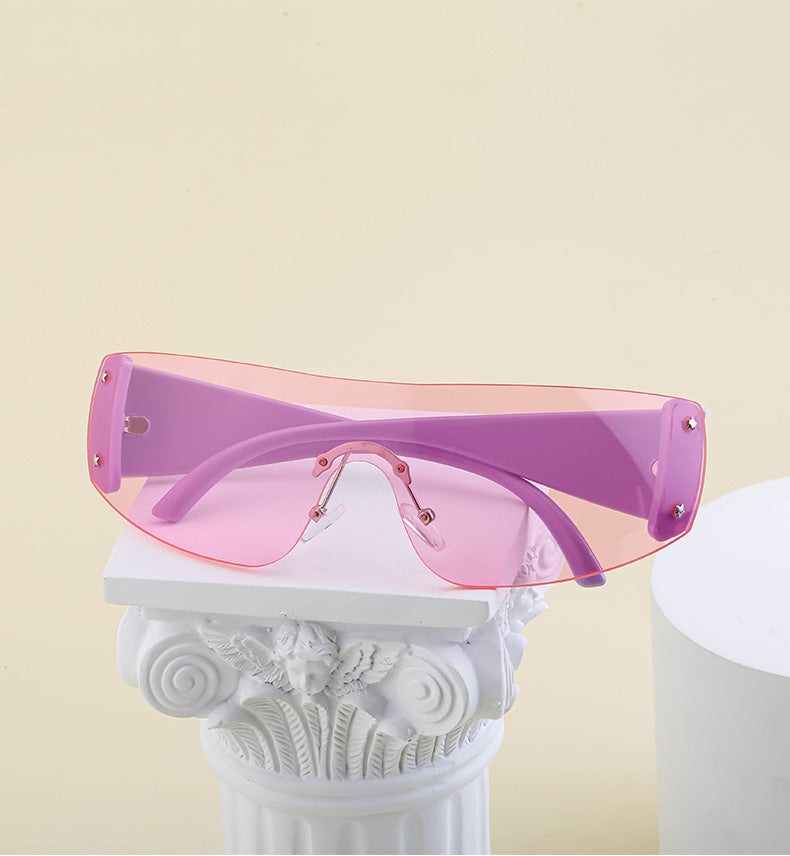 Women's trendy high-end windproof sunglasses Y2K Millennium Frameless Cycling Anti-UV Sunglasses Women's Wholesale
