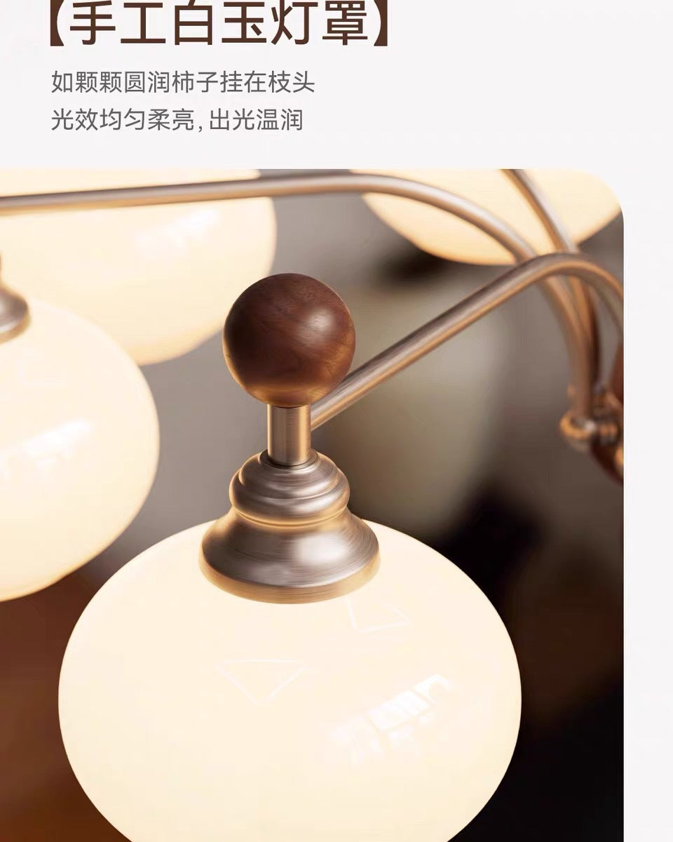 Vintage Retro Solid Wood Living Room Designer Persimmon Pendant Light Vintage French Cream Style Bedroom Living Room Dining Room Light