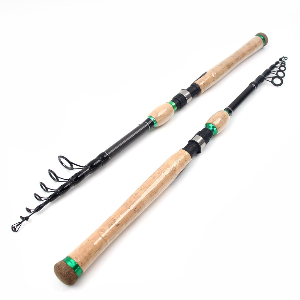Carbon Fiber Telescopic Lure Rod with Extended Cork Handle, Ultra-Hard European and American Style Popular Bass and Snakehead Fishing Rod