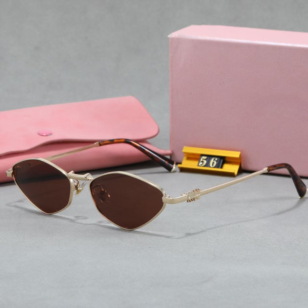 Sunglasses miu Polygonal European and American Style ins Metal high-end sunglasses for women, stylish and unique eyewear