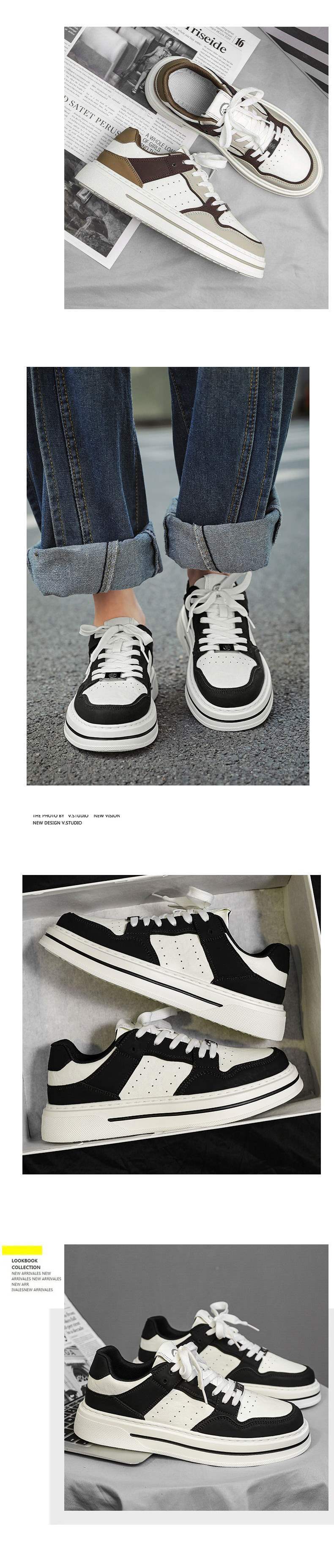 Internet Celebrity Men's Shoes Winter Versatile Casual Trendy Brand Sneakers Leather Waterproof Student Sports Height-Increasing White Trendy Shoes