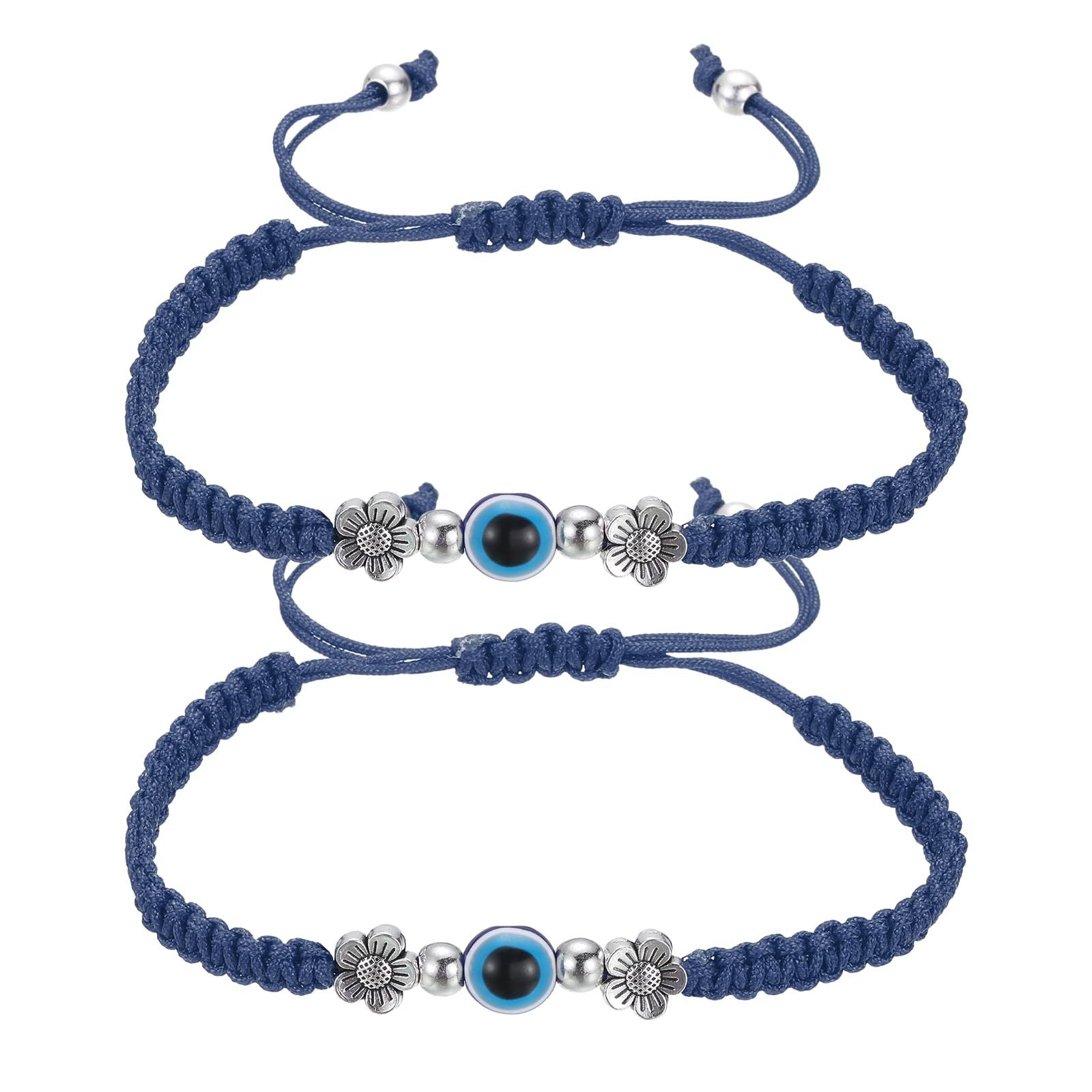 Blue Eyes Braided Bracelet Flower Adjustable Pull Bracelet Handmade Winding Evil Eye Braided Bracelet