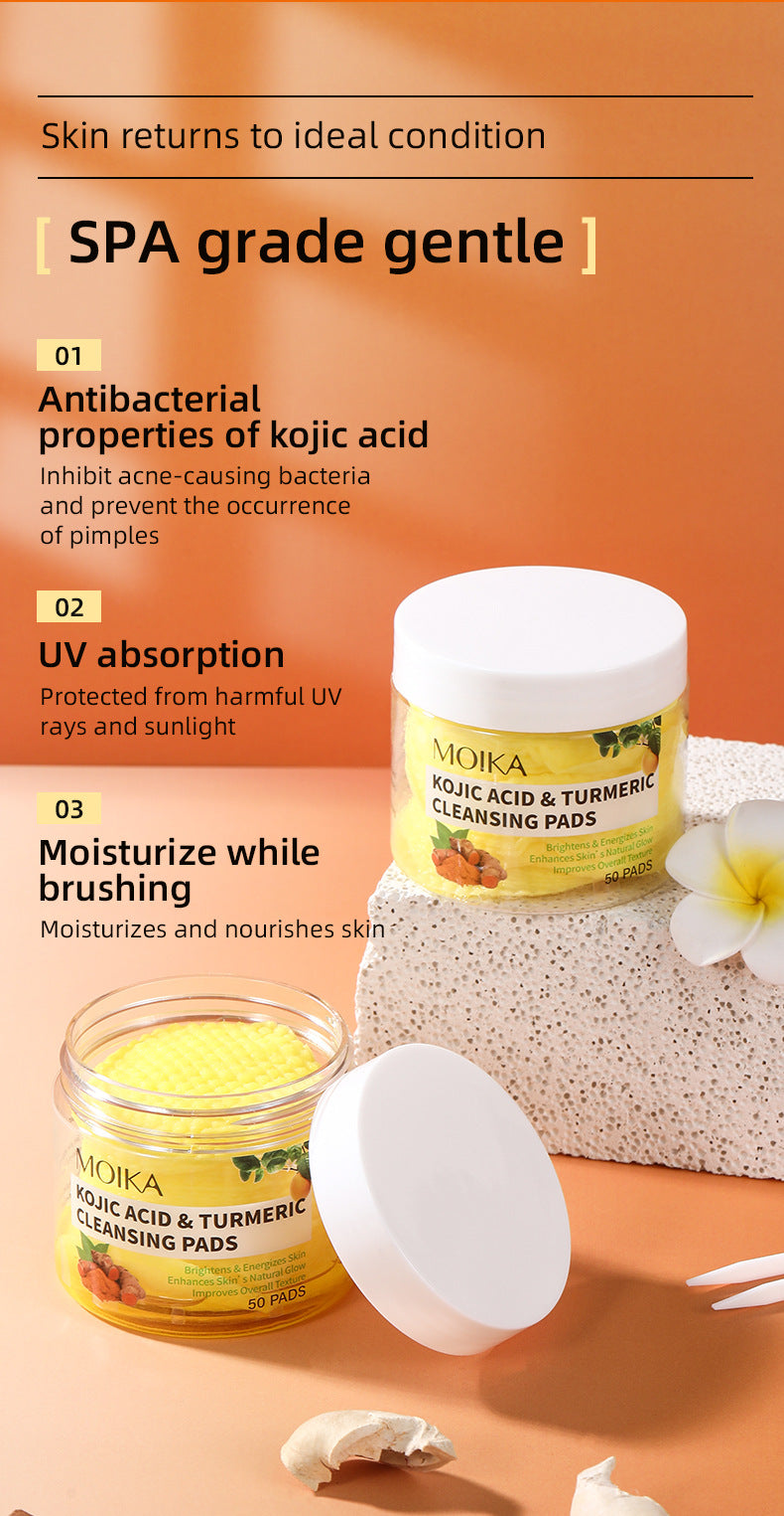 In Stock Turmeric Kojic Acid Cleansing Pads Exfoliating Cleansing Cotton Pads Skincare Wholesale