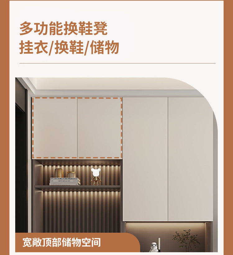 Solid Wood Entryway Shoe Cabinet Home Integrated Cabinet Top-to-Top Cream Style Simple Integrated Partition Large Capacity Doorway Shoe Cabinet