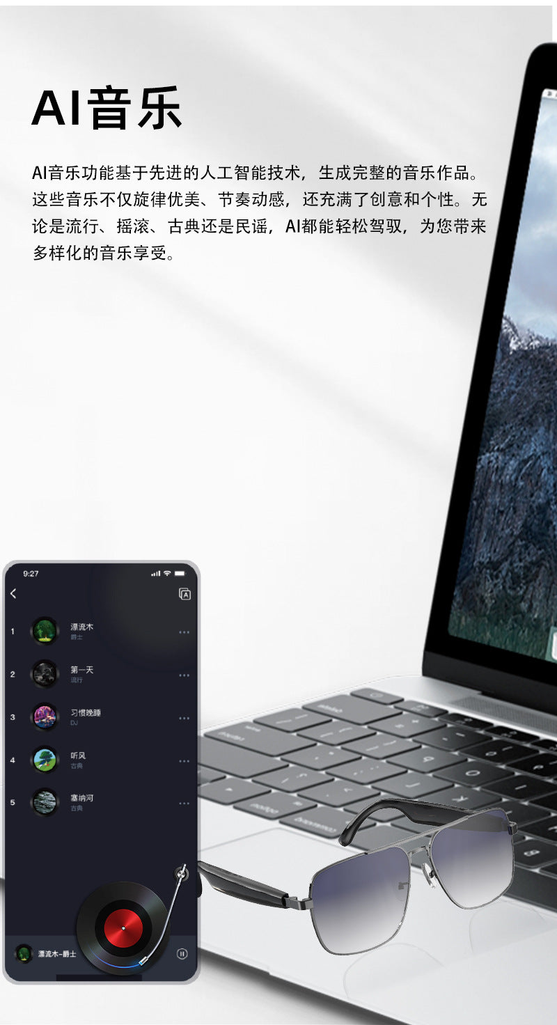 Source Manufacturer Intelligence ai Translation Bluetooth Glasses Listening to Music Conference Voice Simultaneous Interpretation Black Technology Wholesale