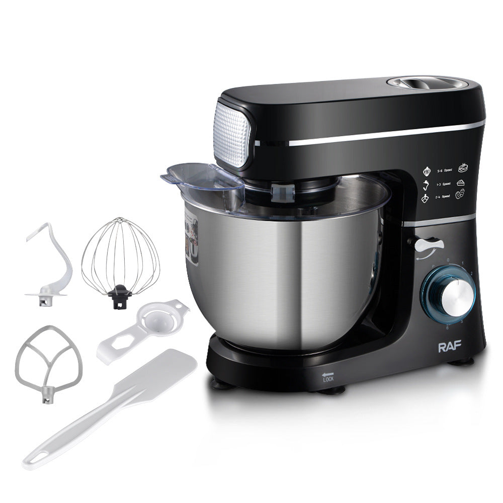 RAF European Standard Household Multifunctional High-Power Dough Mixer Egg Beater Stand Mixer Chef Machine Stainless Steel Bowl