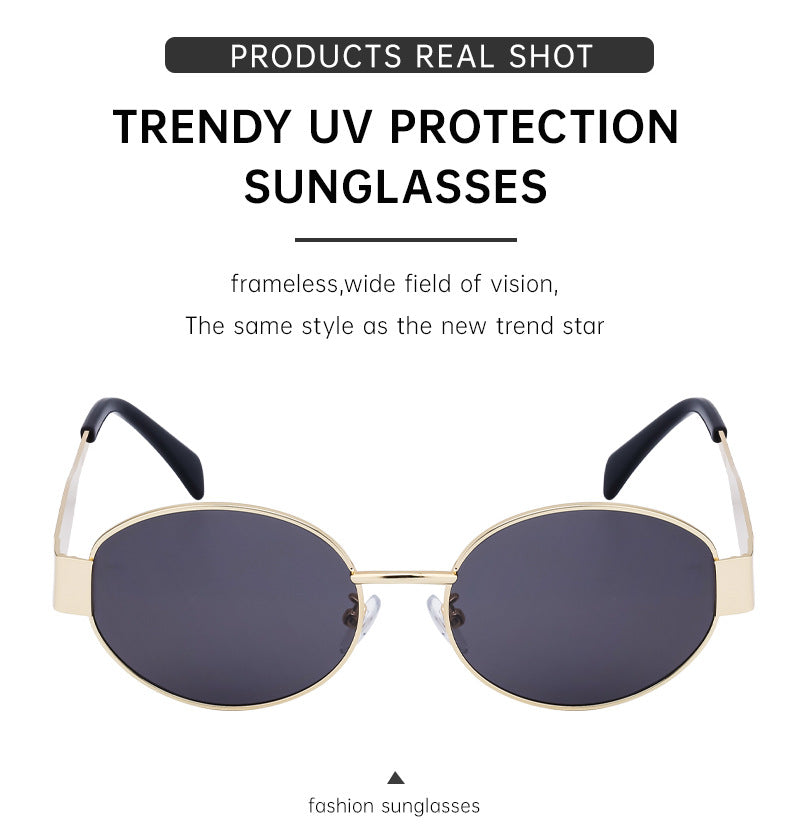 New European and American Fashion Oval Frame Sunglasses for Women High-end Sunglasses for Women Trendy Sunscreen Wholesale sunglass
