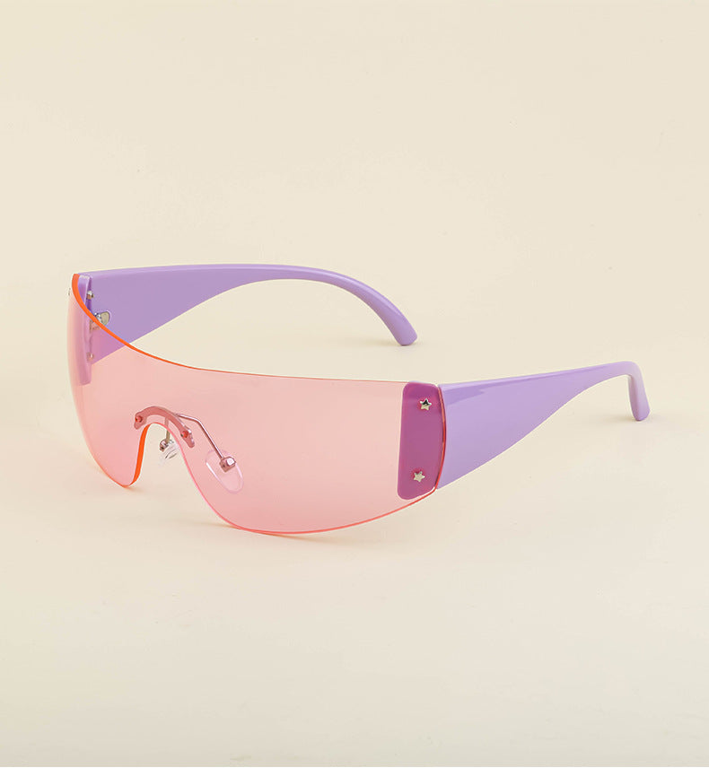 Women's trendy high-end windproof sunglasses Y2K Millennium Frameless Cycling Anti-UV Sunglasses Women's Wholesale