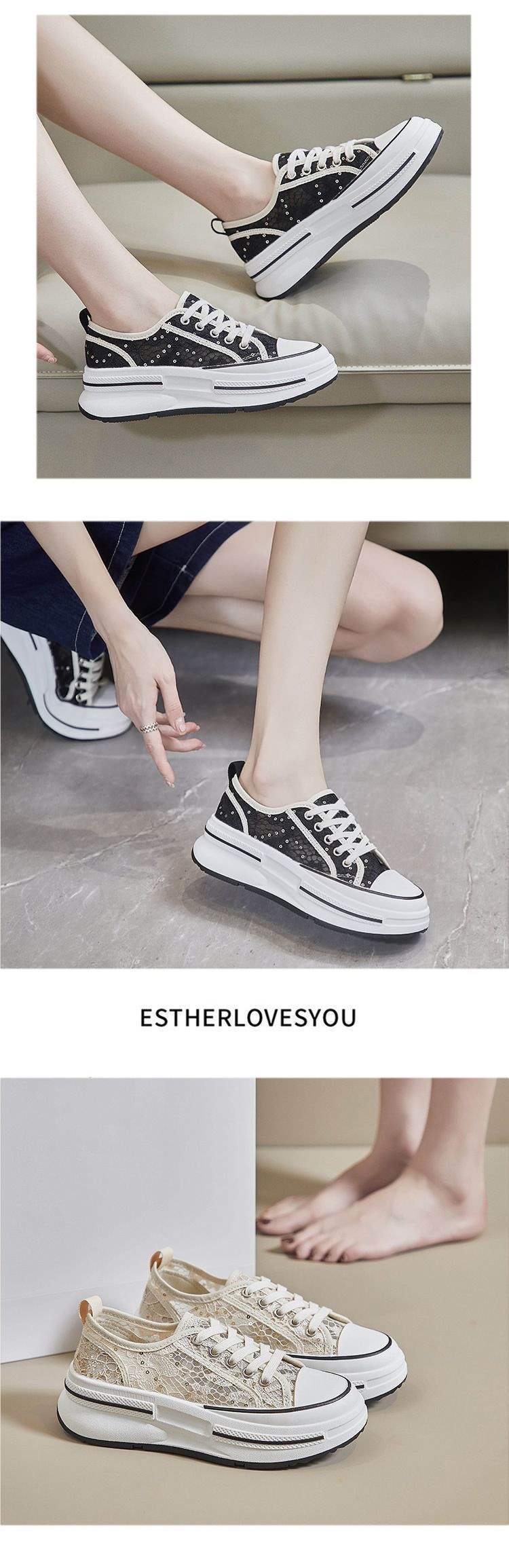 Summer Lace Women's Shoes for Outdoor Wear2025Summer Thin Non-Slip Versatile Breathable Mesh Sports Casual White Shoes