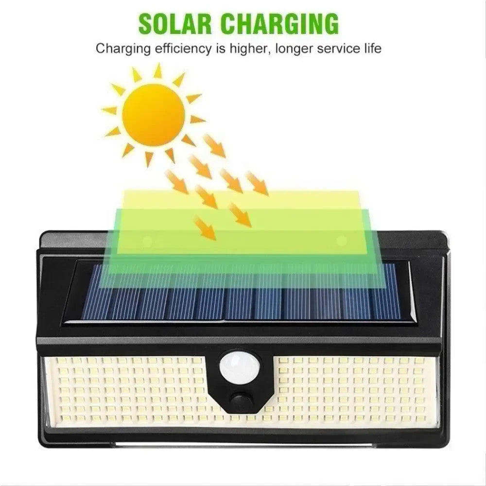 New solar light outdoor wall lamp190LED Human Body Sensor Garden Light Three-Sided Emitting Small Street Light with Colorful Lights