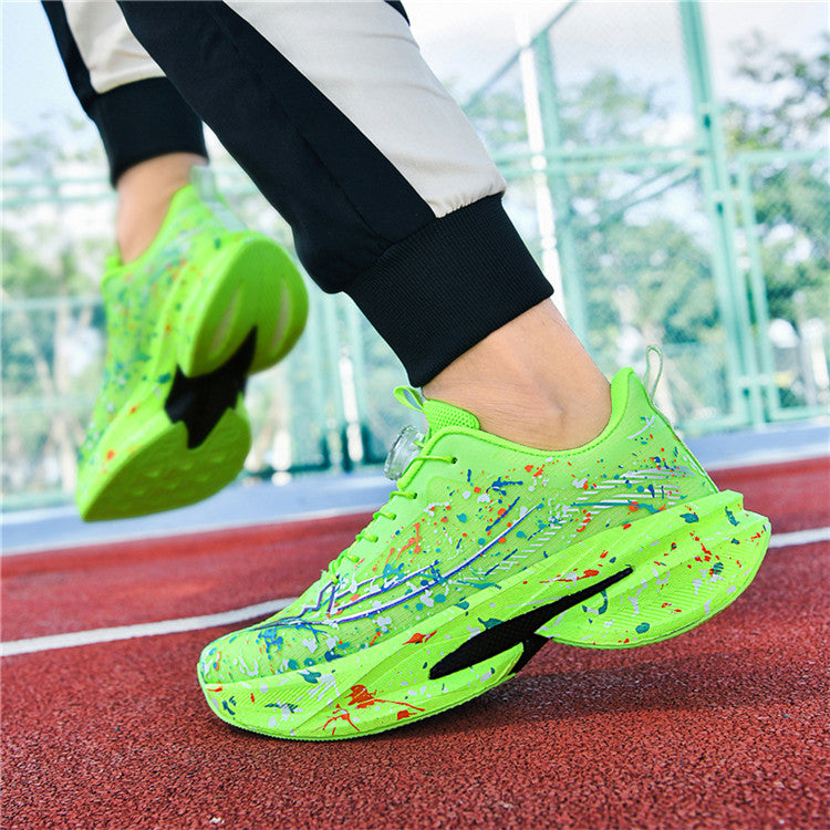 2025Four Seasons New Casual Couple's Real Explosive Carbon Plate Rotating Buckle Running Shoes Youth Graffiti Fashion Sports Shoes