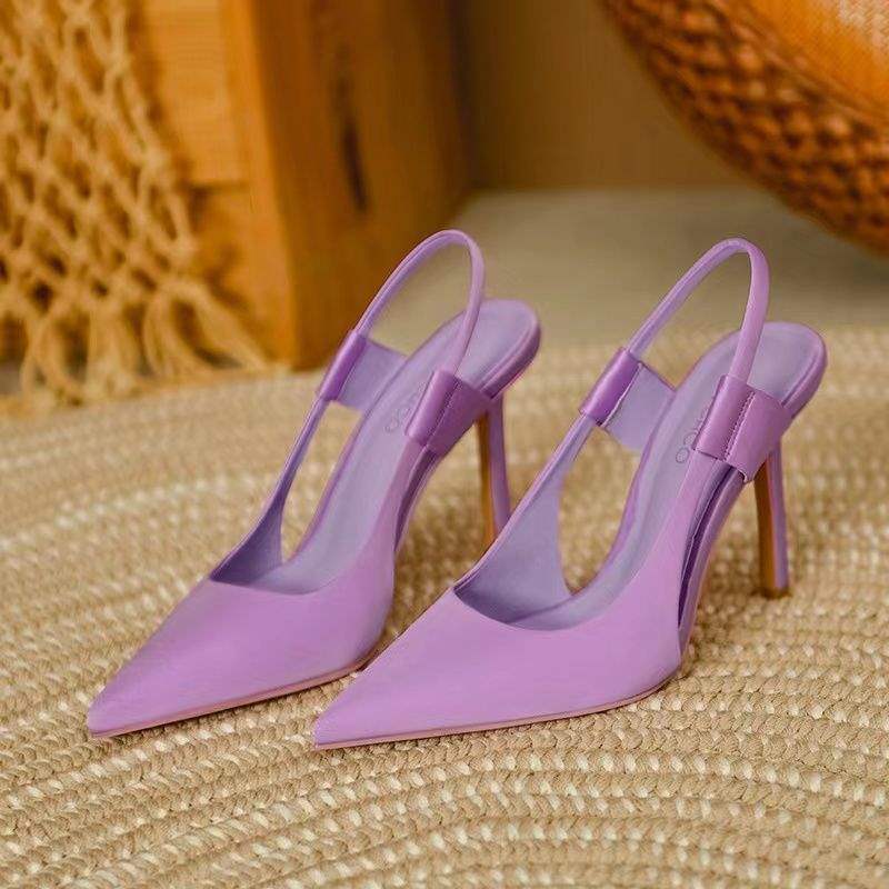 Fairy High Heels for Women2025New Pointed Toe French Style Thin Heel Mules Casual Outdoor Closed-Toe Sandals Trendy