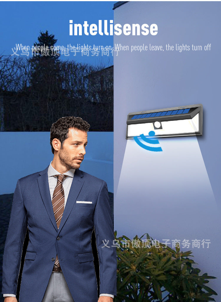 New Solar Wall Light Outdoor Human Body Sensor Light COB Courtyard Home Lighting Street Lamp Waterproof LED Garage Light