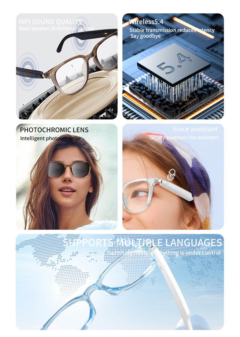 Non-Bone Conduction Bluetooth Glasses Open-Fit Smart Sunglasses Travel Driving Call Hands-Free Sun Protection Sunglasses