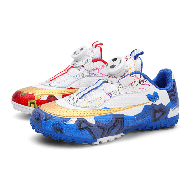 New Children's Rotating Buckle Broken Nail Training Football Shoes Girls Boys Primary School Students Competition Training Sneakers