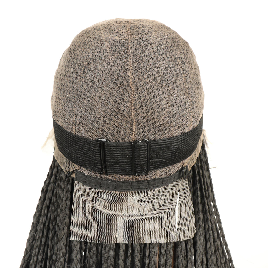 European and American Cross-Border Wig for Women, Full Lace Three-Strand Braid, Straight and Curly Synthetic Hair Wig braided wig