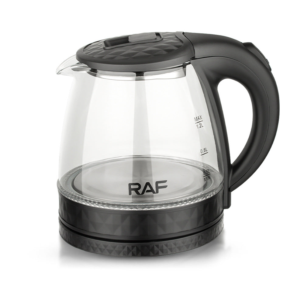 RAF European Standard Electric Kettle Stainless Steel Transparent Glass Small Household Electric Kettle for Home Use1.2L